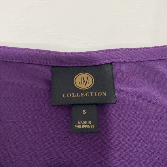 JM Collection Oversized Tunic Top In Purple With Gold Tone Circle Detail Size S - Picture 10 of 11